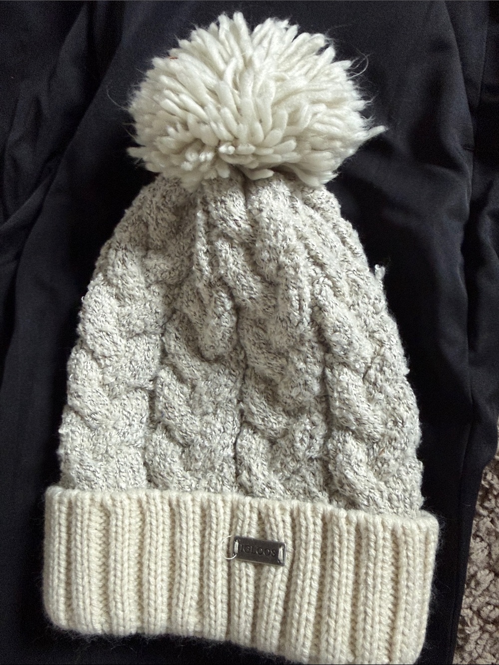 Cable Knit Pom Beanie - Cream